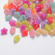 Imitation Jelly Acrylic Beads, Flower, Mixed Color, 10x10.5x6.5mm, Hole: 1.8mm(X-JACR-Q056-09)