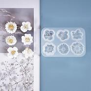 DIY Flower Silicone Molds, for UV Resin & Epoxy Resin Jewelry Making, White, 84x56x11mm(DIY-D048-12A)