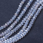 Electroplate Glass Beads Strands, AB Color Plated, Faceted, Rondelle, Clear AB, 6x5mm, Hole: 1mm, about 85~88pcs/strand, 16.1~16.5 inch(41~42cm)(X-EGLA-A034-T6mm-B02)