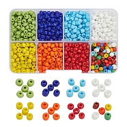 8 Colors Glass Seed Beads, Opaque Colours Seed, Round, Mixed Color, 4mm, Hole: 1.5mm, about 15g/color(SEED-YW0001-57)