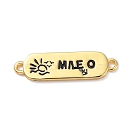 Beach Theme Rack Plating Brass Rectangle Connector Charms, Word Links, Long-Lasting Plated, Cadmium Free & Lead Free, Real 18K Gold Plated, 6x22x1mm, Hole: 1.2mm(KK-P261-08E-G10)