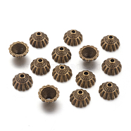 Tibetan Style Alloy Bead Caps, Cadmium Free & Nickel Free & Lead Free, Antique Bronze, 10x5.5mm, Hole: 1.5mm(MLF9305Y-NF)