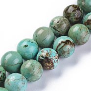 Natural Howlite Beads Strands, Dyed, Round, 10mm, Hole: 1mm, about 38pcs/strands, 14.96 inch(38cm)(X-TURQ-F017-02-10mm)