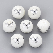 Electroplate Glass Beads, Round with Constellations Pattern, Platinum Plated, Taurus, 10mm, Hole: 1.2mm(EGLA-S178-11E-01)