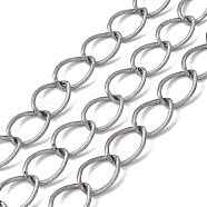 Oval Oxidation Aluminum Curb Chains, Texture, Unwelded, with Spool, Gunmetal, Link: 21.5x15.5x2mm, about 10m/roll(CHA-G001-04P)