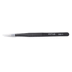 Spray Painted 201 Stainless Steel Beading Tweezers, Straight & Pointed Tip, Black, 14.4x0.7cm(TOOL-G021-04)