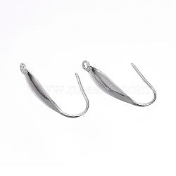 Tarnish Resistant 316 Surgical Stainless Steel Earring Hooks, with Vertical Loop, Stainless Steel Color, 20x10x4.5mm, Hole: 1.2mm, Pin: 0.57mm(STAS-D448-043P)