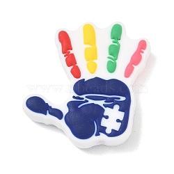 Autism Theme Silicone Beads, Focal Beads, Palm, 29x30x6mm, Hole: 2.5mm(SL-CBAF318-D04)