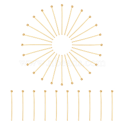 50Pcs 304 Stainless Steel Head Pins, Ball Head Pins, Real 24K Gold Plated, 25x0.6mm, Head: 1.8mm(STAS-FS0001-19G)