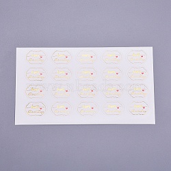 Birthday Sealing Stickers, Label Paster Picture Stickers, for Gift Packaging, Oval with Word Happy Birthday, White, 20x30mm(DIY-I018-09A)