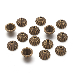 Tibetan Style Alloy Bead Caps, Cadmium Free & Nickel Free & Lead Free, Antique Bronze, 10x5.5mm, Hole: 1.5mm(MLF9305Y-NF)