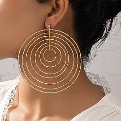 Iron Stud Earrings, Flat Round, Golden, 104x97mm(FS-WGEA79B-01)