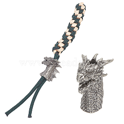 Outdoor EDC Tool Brass Parachute Rope European Beads, Large Hole Beads, Dragon, Antique Silver, 33x17x32.5mm, Hole: 6mm(KK-WH0081-45AS)