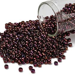 TOHO 8/0 Round Beads, Japanese Seed Beads, (502) High Metallic Amethyst, 3mm, Hole: 1mm, about 1110pcs/50g(SEED-XTR08-0502)