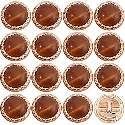 24Pcs Plastic Shank Buttons, with Golden Tone Alloy Findings, Half Round, Sienna, 11x6.5mm, Hole: 1.6mm(BUTT-GF0003-78A)