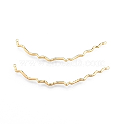 Brass Connector Charms, Wavy Line Link, Real 18K Gold Plated, 83x17x2mm, Hole: 1.2mm(KK-C006-33G)