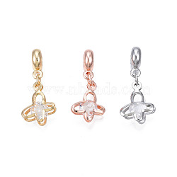Rack Plating Alloy European Dangle Charms, with Resin Crystal Rhinestone, Large Hole Beads, Cadmium Free & Lead Free, Butterfly, Mixed Color, 31mm, Hole: 4.5mm, Butterfly: 17x11x6mm(MPDL-N039-205)