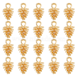 20Pcs Brass Charms, Pinecones, Real 18K Gold Plated, 12.5x7mm, Hole: 2mm(KK-DC0002-28)