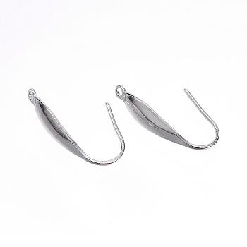 316 Surgical Stainless Steel Earring Hooks, with Vertical Loop, Stainless Steel Color, 20x10x4.5mm, Hole: 1.2mm, Pin: 0.57mm