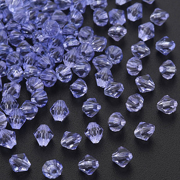 Transparent Acrylic Beads, Faceted, Bicone, Lilac, 5x4.5mm, Hole: 1.2mm, about 12160pcs/500g