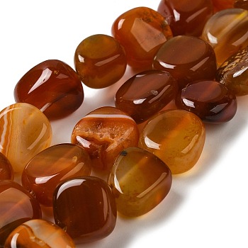 Natural Agate Beads Strands, Dyed & Heated, Nuggets, Tumbled Stone, Chocolate, 14~15x10~14x8~9.5mm, Hole: 1.6mm, about 12~13pcs/strand, 7.09~7.48''(18~19cm)