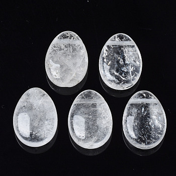Natural Quartz Crystal Pendants, Rock Crystal Pendants, Teardrop, 25x18x8~9mm, Hole: 1.6mm