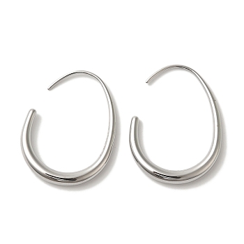 304 Stainless Steel Teardrop Dangle Earrings for Wome, Stainless Steel Color, 29x22x3.5mm