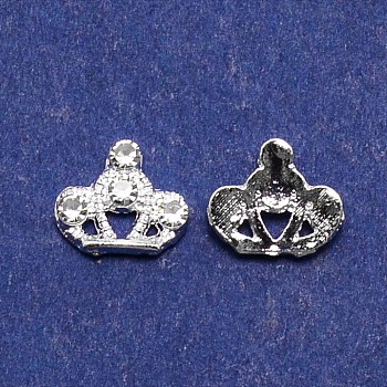 Crown Alloy Rhinestone Nail Art Cabochons, Nail Art Charms for Women DIY Manicures Decoration Accessories, Crystal, 8x10x2mm