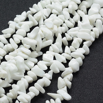 Opaque Glass Beads Strands, Chip, 5~8mm, Hole: 1mm, about 33 inch(84cm)