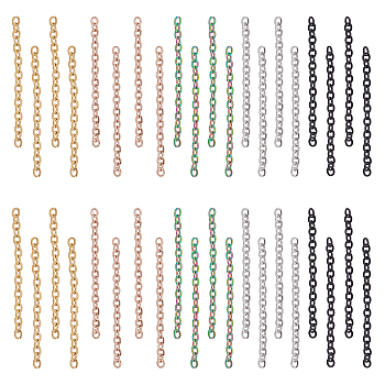 100Pcs 5 Colors 304 Stainless Steel Cable Chain Extender, Unwelded, End Chains, Mixed Color, 25x2mm, 20Pcs/color