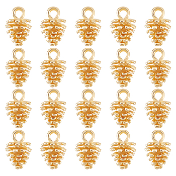 20Pcs Brass Charms, Pinecones, Real 18K Gold Plated, 12.5x7mm, Hole: 2mm