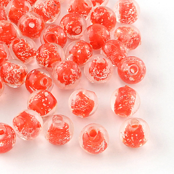 Handmade Luminous Lampwork Beads, Round, Red, 12mm, Hole: 2mm
