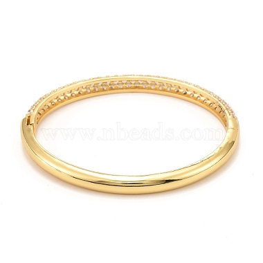 Brass Micro Pave Cubic Zirconia Bangles(BJEW-F416-02G)-2