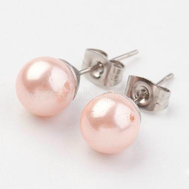 Accessoires de boucles d'oreilles en forme de boule de perles(EJEW-JE02370)-2