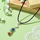 Dyed Natural Lava Rock Disc & Pearl Beaded Pendant Necklaces(NJEW-JN04557)-2