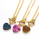 Valentine's Day Heart Electroplate Natural Druzy Crystal Lariat Necklaces(NJEW-JN01143)-1