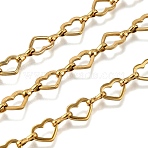 Ion Plating(IP) 304 Stainless Steel Heart Link Chains, Unwelded, Real 18K Gold Plated, 9.5x7.5x1mm(CHS-S012-18G)