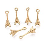 304 Stainless Steel Pendants, Eiffel Tower Charm, Golden, 18x5.5~6x5.5~6mm, Hole: 1.8mm(STAS-T072-127G)
