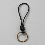 Leather Keychain, with Iron Ring, Black, 132mm(KEYC-WH20008-07A)