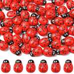 100Pcs Natural Poplar Wood Cabochons, Ladybug, Red, 12.5x8.5x4.5mm(WOOD-FS0002-41)