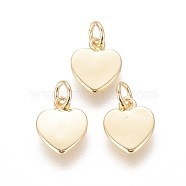 Brass Charms, with Jump Ring, Long-Lasting Plated, Heart, Real 18K Gold Plated, 12x9.5x1.5mm, Hole: 3mm(KK-F811-03G)