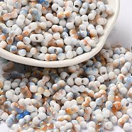 Baking Paint Glass Seed Beads, Round Hole, Peanut, Cornflower Blue, 6~6.5x3~3.5x3~3.5mm, Hole: 1~1.2mm, about 4500pcs/pound(SEED-F005-01A-07)