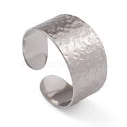 304 Stainless Steel Textured Open Cuff Rings for Women, Stainless Steel Color, Inner Diameter: 17.4mm(RJEW-G285-67P)