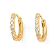 925 Sterling Silver with  Micro Pave Cubic Zirconia Hoop Earrings Findings, Real 18K Gold Plated, 14.5x13x2mm, Pin: 0.8mm(STER-B004-17G)