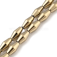 Electroplated Synthetic Non-magnetic Hematite Beads Strands, Bicone, Light Gold Plated, 6.2~6.5x12~12.5mm, Hole: 1.4mm, about 33pcs/strand, 16.89''(42.9cm)(G-Z032-B02-02G)