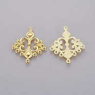 Tibetan Style Alloy Chandelier Component Links, Lead Free and Cadmium Free, Rhombus, Golden, 36x30x2mm, Hole: 1.5mm, about 360pcs/1000g(TIBEP-EA9734YKG-G-LF)