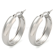 202 Stainless Steel Hoop Earrings, with 304 Stainless Steel Pins for Women, Stainless Steel Color, 26x6mm(X-EJEW-H003-38P-03)