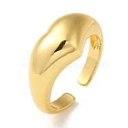 Rack Plating Brass Open Cuff Rings for Women, Heart, Real 18K Gold Plated, Inner Diameter: 18.4mm(RJEW-M162-29G)