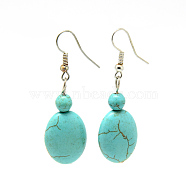 Dyed Synthetic Turquoise Dangle Earrings, with Iron Findings, Dark Turquoise, 45~48mm, Pin: 0.8mm(EJEW-Q695-13)