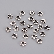 Vintage Style Antique Silver Tone Daisy Spacer Beads, Lead Free & Nickel Free & Cadmium Free, Size: about 8mm in diameter, 3mm thick, hole: 3mm(X-LFH267Y-NF)
